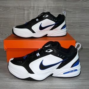 Mens Nike Air Monarch IV Training Shoes Blue, Black & White